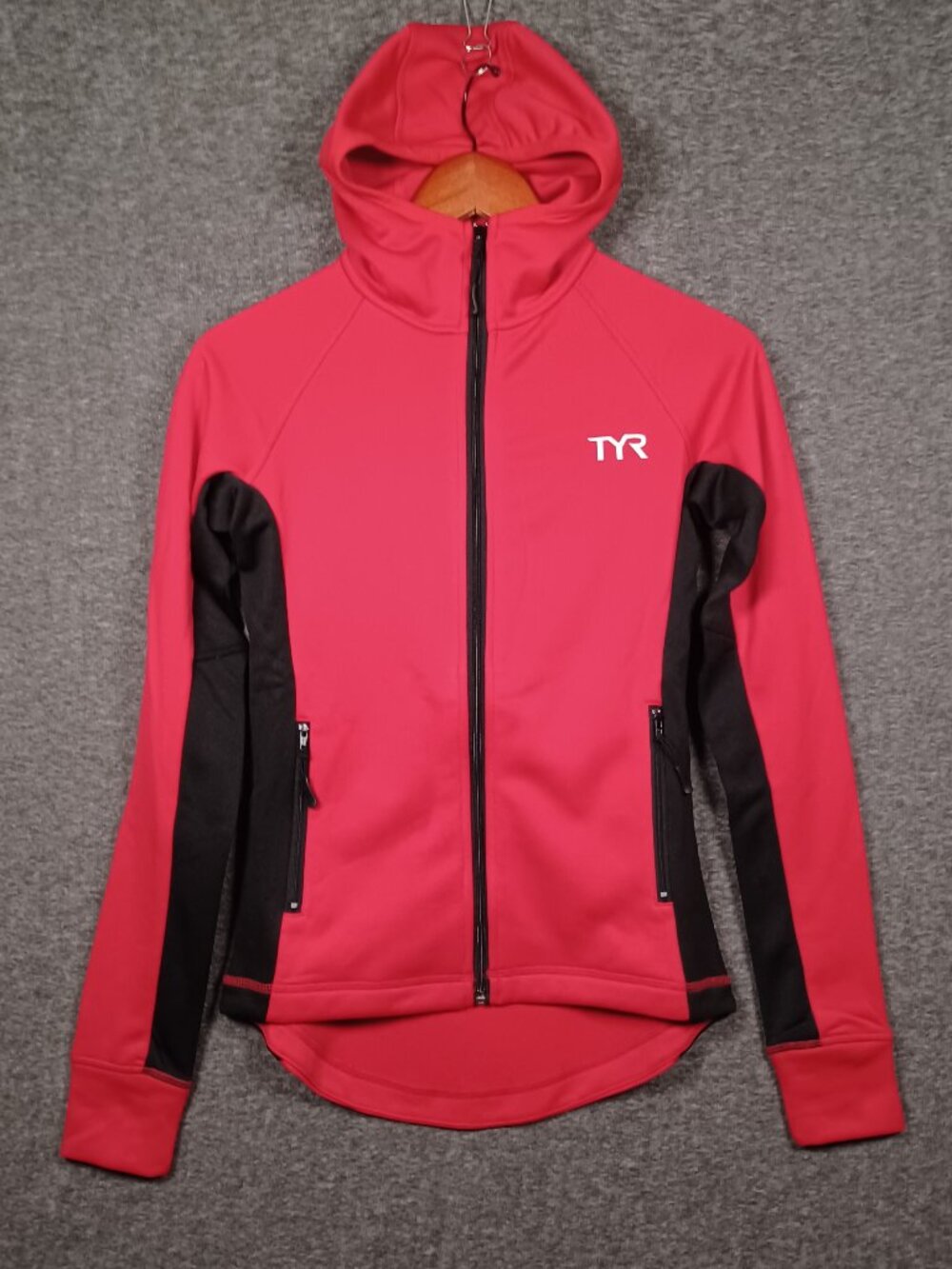 TYR Track Jacket Warmup Red and Black Female XS or Youth L
